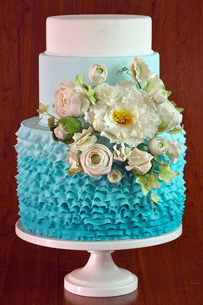 Blue ombre wedding cake picture