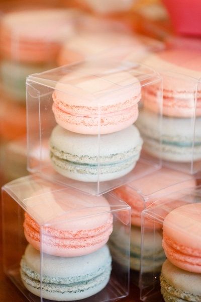 Blush and Light Blue Macarons