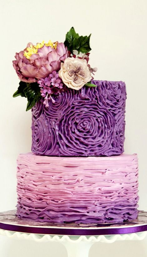 Buttercream Purple Ombre Wedding Cake