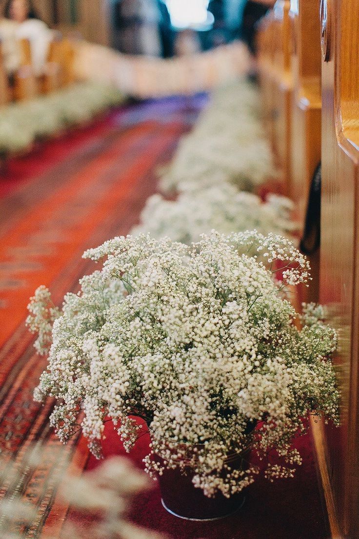 Church Wedding Baby's Breath Aisle Decor