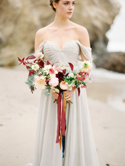 Crescent bouquet for fall beach weddings