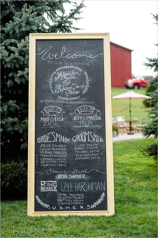 Cute chalkboard wedding program