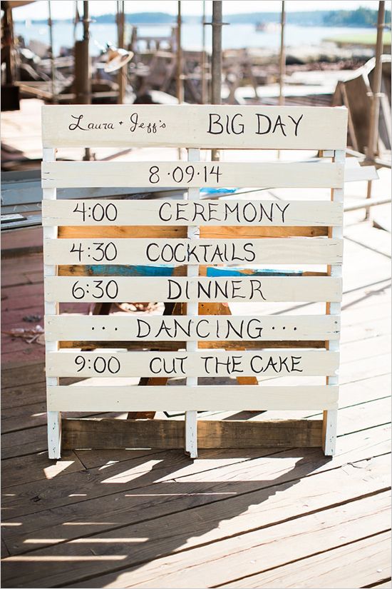 DIY shipping pallet wedding sign