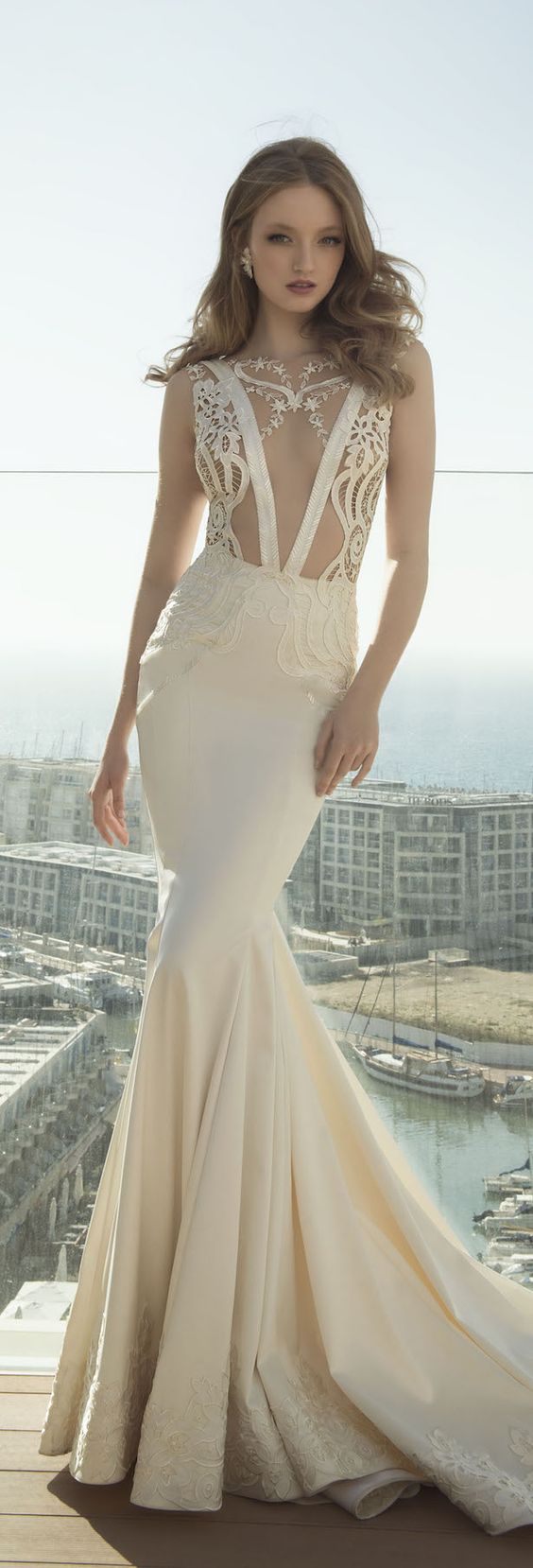 Dany Mizrachi 2016 V Neck Mermaid Wedding Dress