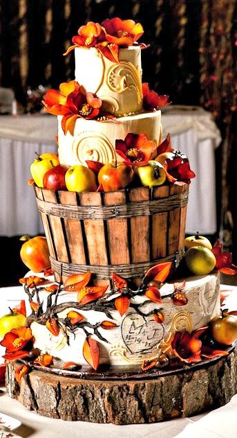 Fall Apples Wedding Cake