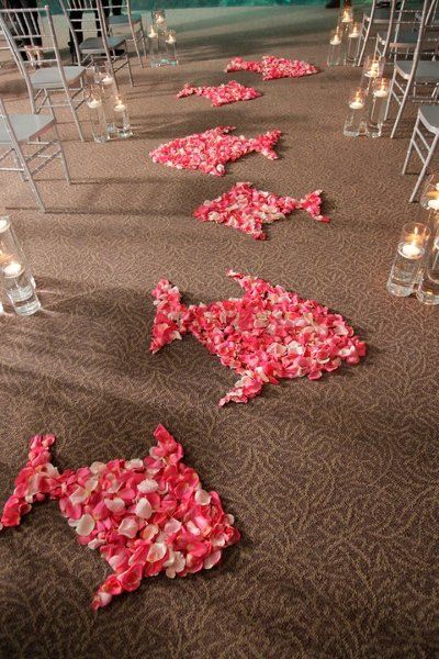 Fish flowers line the aisle