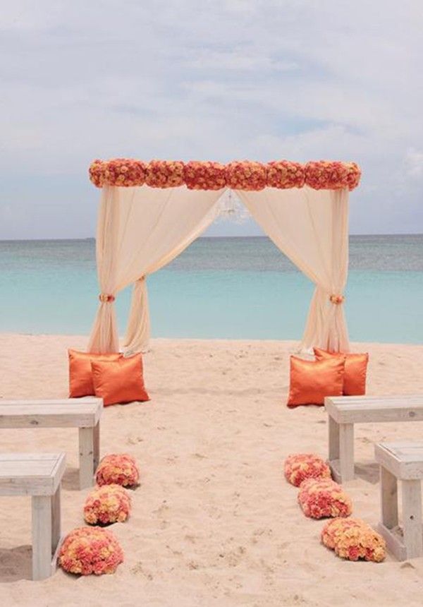 Flowers Sunset beach wedding decoration