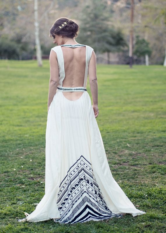 Free people wedding dress with black geometirc pattern