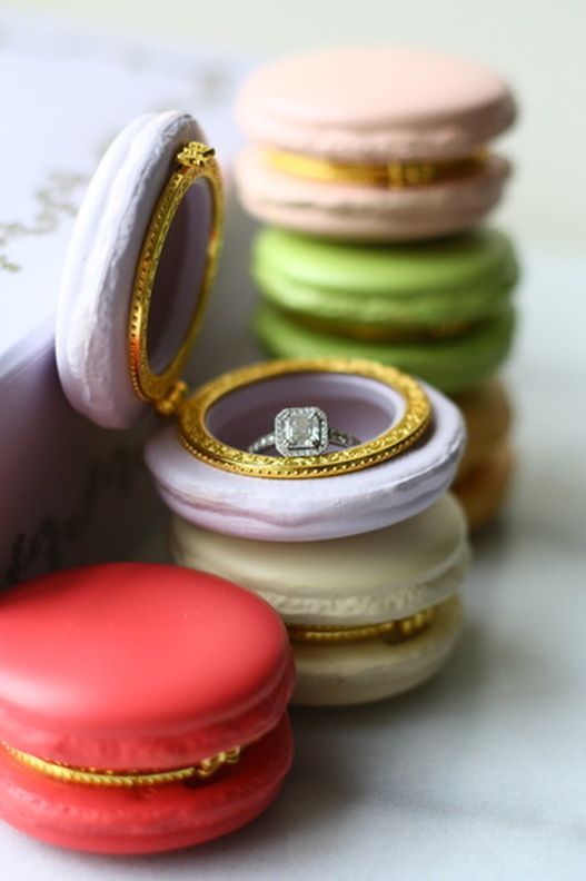 French Macaron wedding ring box.