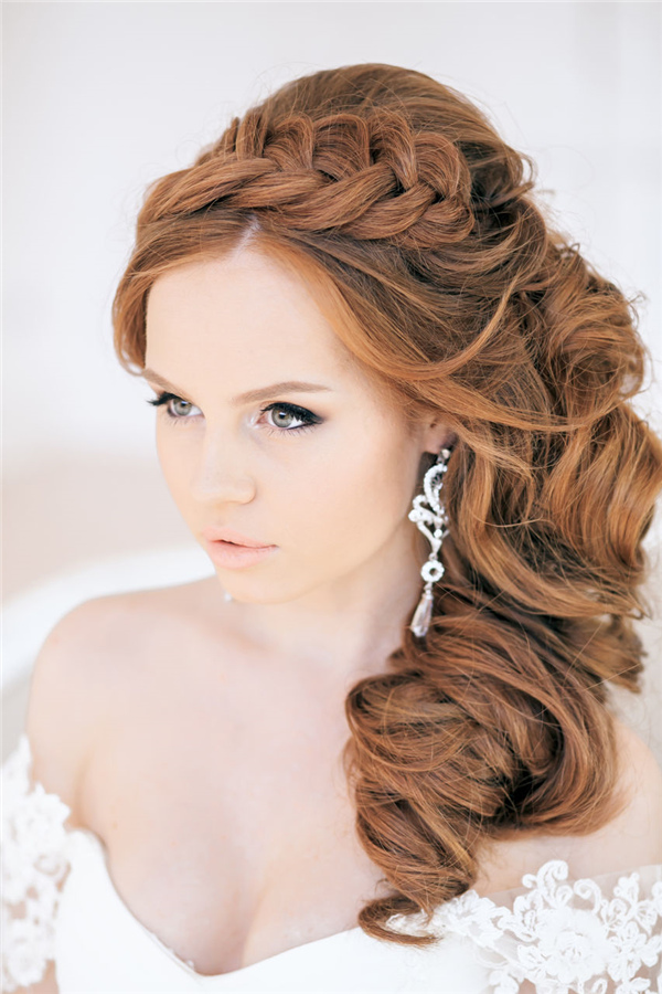 French braided curly bridal hairstyles