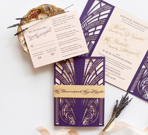 Great Gatsby Vintage-Inspired Lasercut Wedding Invitations