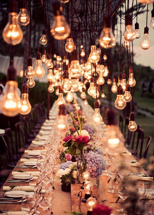 Hanging Lights Wedding Reception Decorations