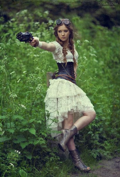 50+ Awesome and Unique Steampunk Wedding Ideas 2024 12 Hi-low Lace Victorian Steampunk Wedding Dress