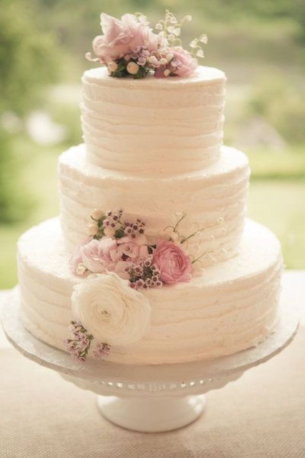 Ivory and Rose Buttercream Wedding Cake