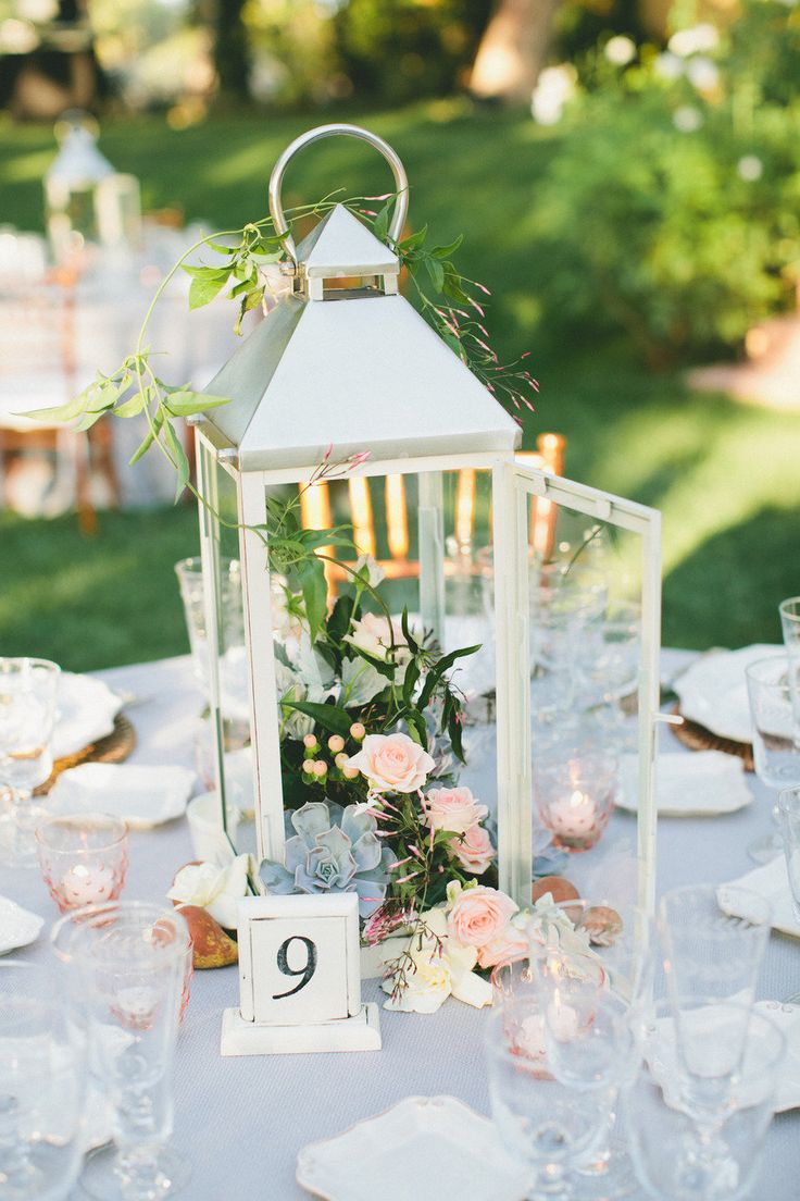 Lantern Wedding Centerpiece with Flowers