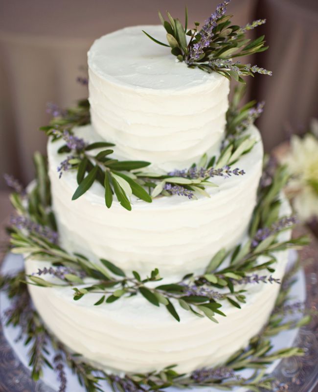 25 Buttercream Wedding Cakes We'd (Almost) Kill For (with Tutorial) 15 Lavender Wreath Rustic Buttercream Wedding Cake