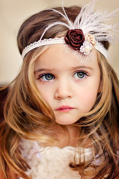 Little Flower Girl with Feather Crown