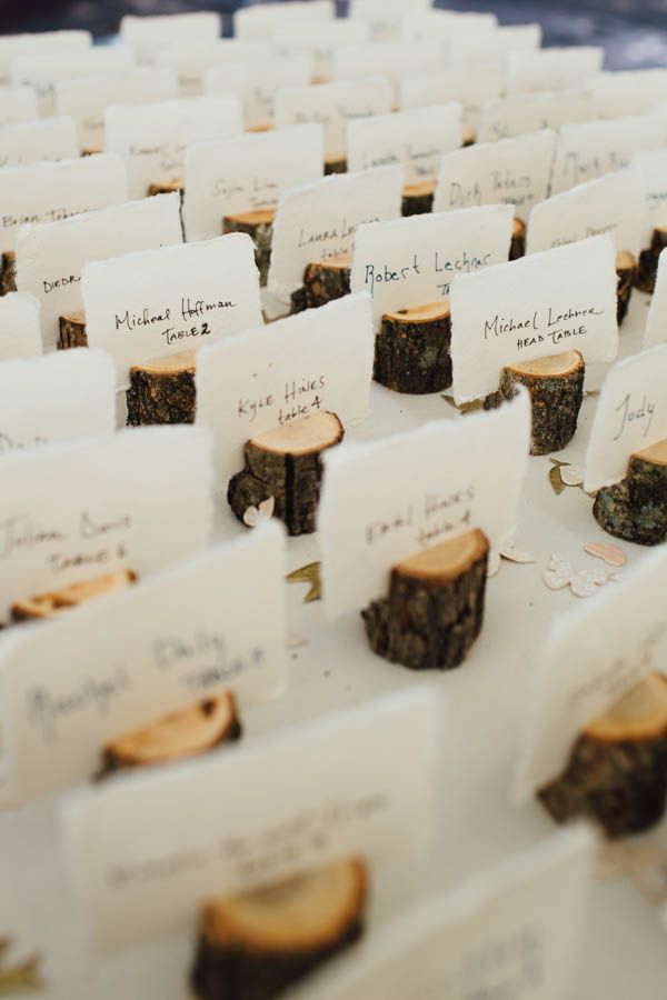 Mini tree stump seating card holders