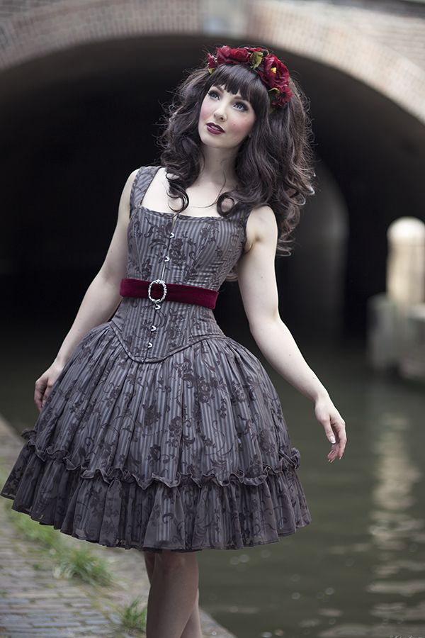 Modern steampunk gothic lolita bridesmaid dress