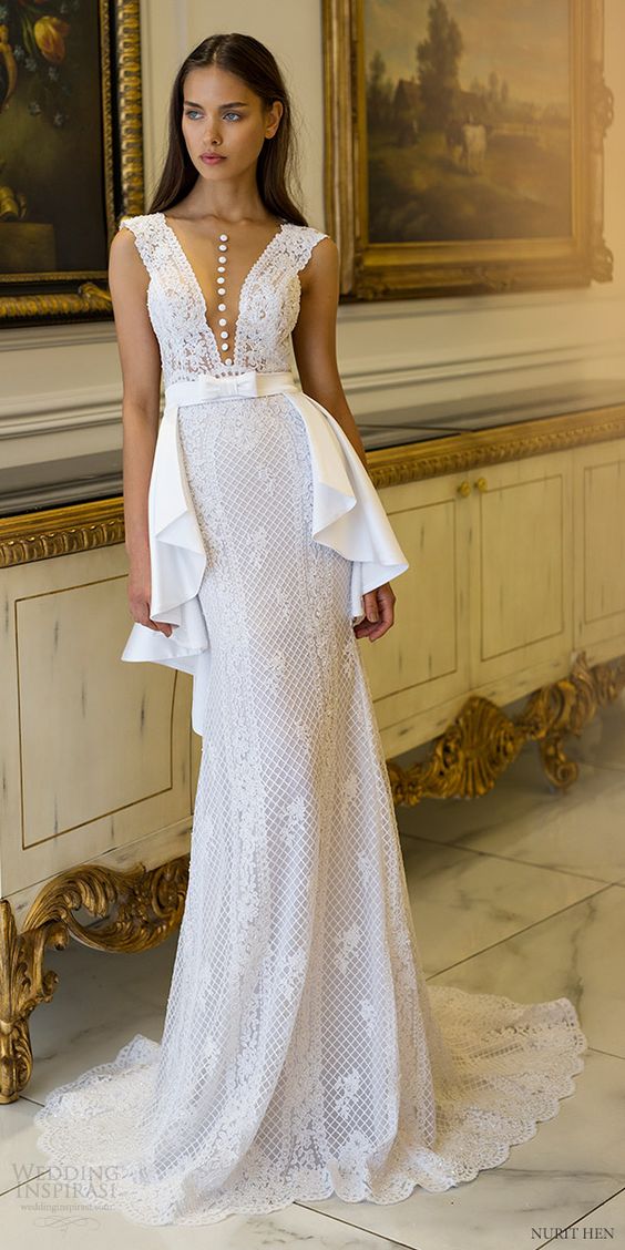 Deep V  Plunge Neckline Wedding Dresses and Gowns  Online Bridal Shop   Olivia Bottega