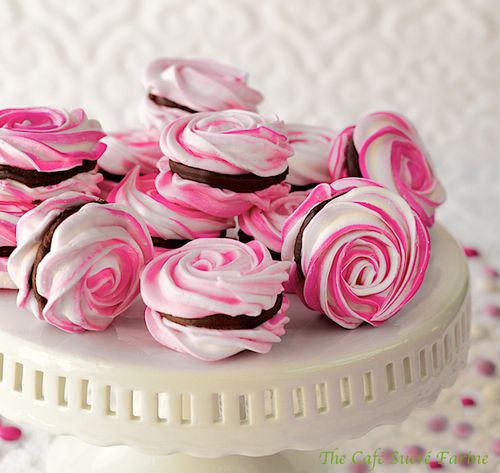 Ombre Pink French Meringues with Strawberry Ganache Filling