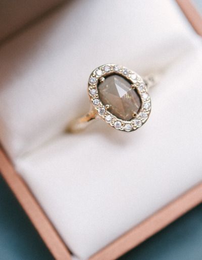 Oval Rose Cut Gray Diamond Vintage Ring