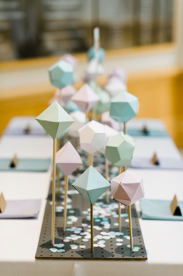 50+ Creative Geometric Wedding Ideas 23 Pasetl Diy Geo Table Runner