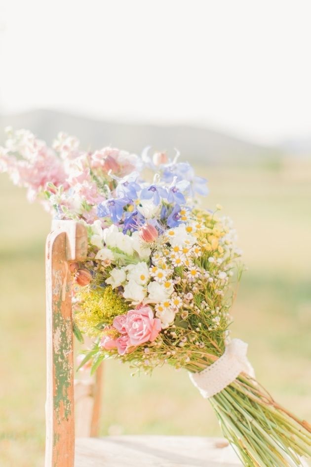 Pastel Wild Flowers Wedding Bouquet