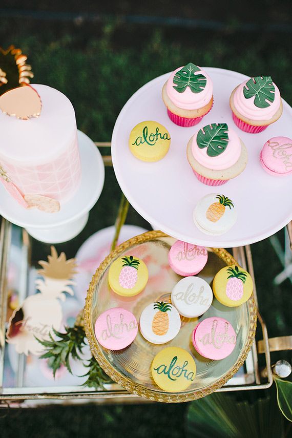 Pastel aloha pineapple macarons