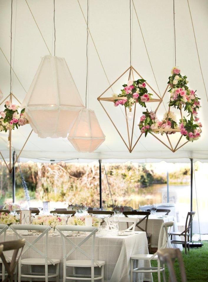 Pine shapes with flowers-geo wedding decor