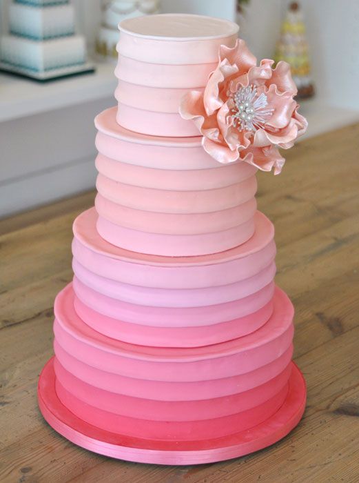 Pink Ombre Wedding Cakes from Bobbette