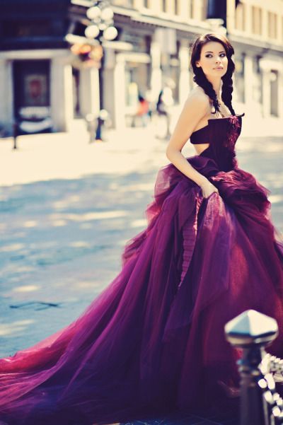 Plum Purple wedding gown