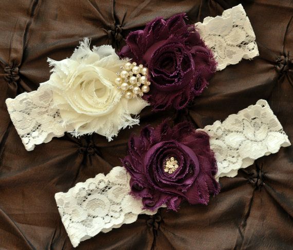 Plum Wedding Garter Bridal Garter Set