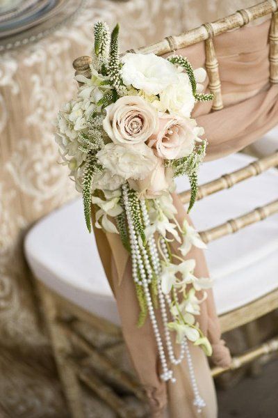 Pretty pastel chair decor for the bridal party