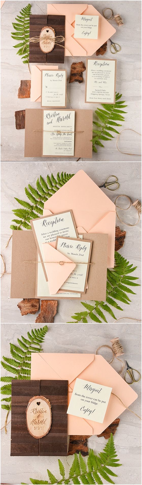 Real Wood Wedding Invitation Suite