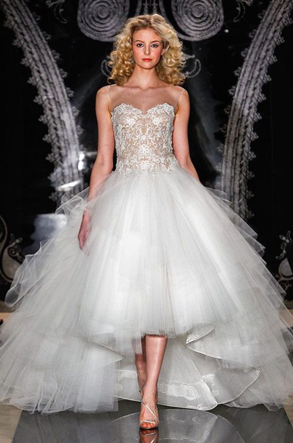 Reem Acra high low tulle wedding dress