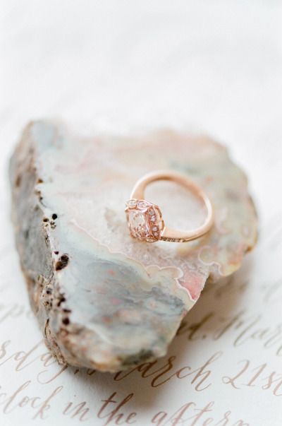 Rose gold ring with pink diamonds ring for her