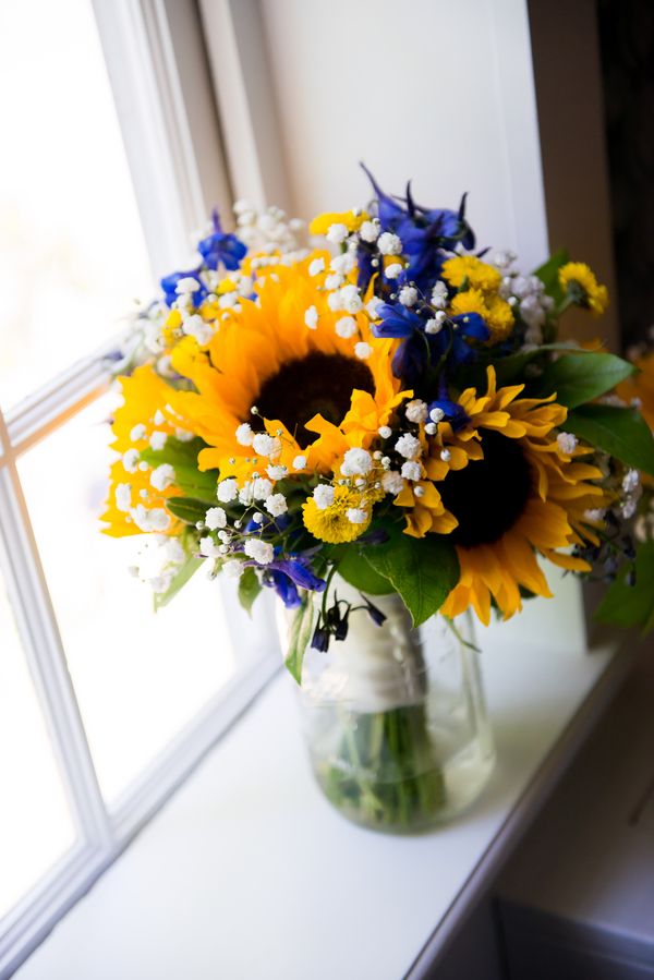 Royal Blue and Sunflower Yellow Wedding Bouquet