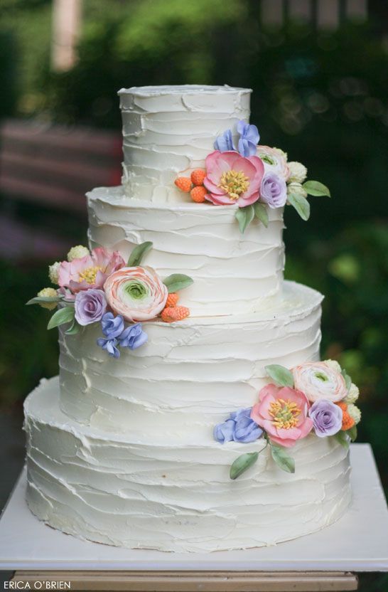 Rustic Buttercream Wedding Cake with Spectacular Sugar Flowers