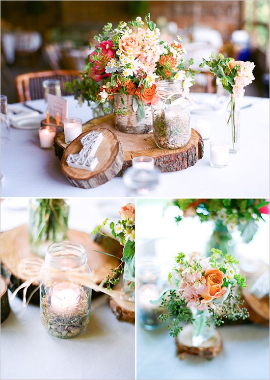 Rustic Tree Wedding Tablescape Centerpiece