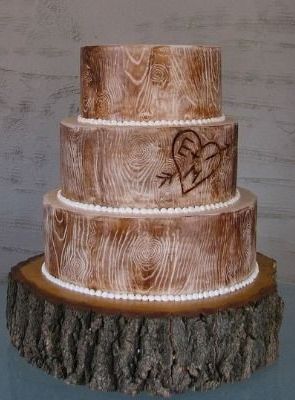 Rustic Wood Fall Wedding Cake