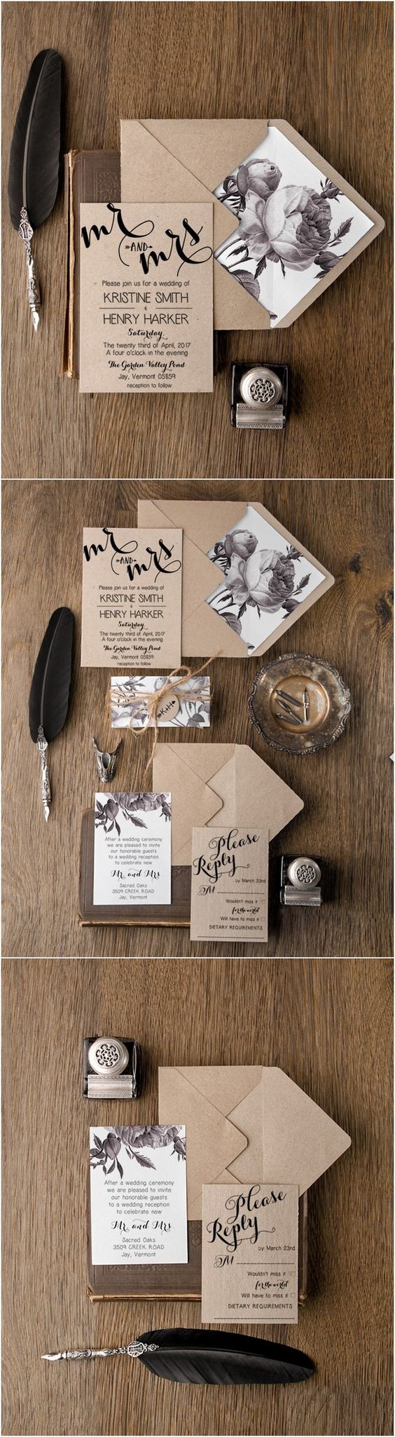 Rustic simple wedding invitations