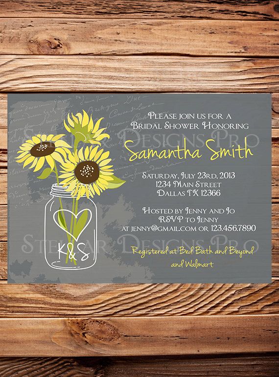 Sunflowers Mason Jar Bridal Shower Invitation