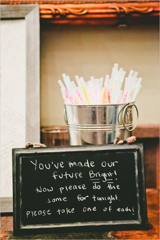 Wedding exit idea- Use glow sticks for guests to wave as you leave the wedding