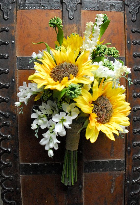 White and Yellow Sunflower Wedding Bouquet