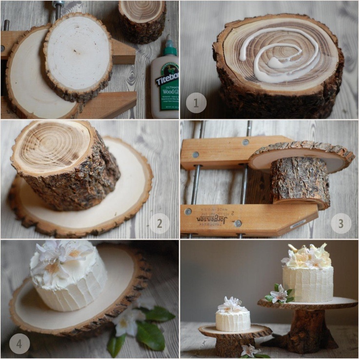 Wood Rustic cake stand for our Gluten-Free wedding cake