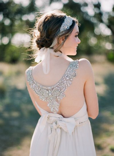 beaded back vintage wedding dress