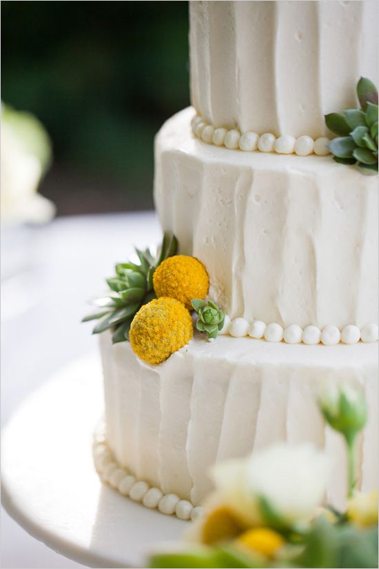 billy button and succulent wedding cake