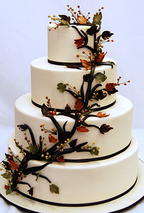 black and white fall wedding cake ideas