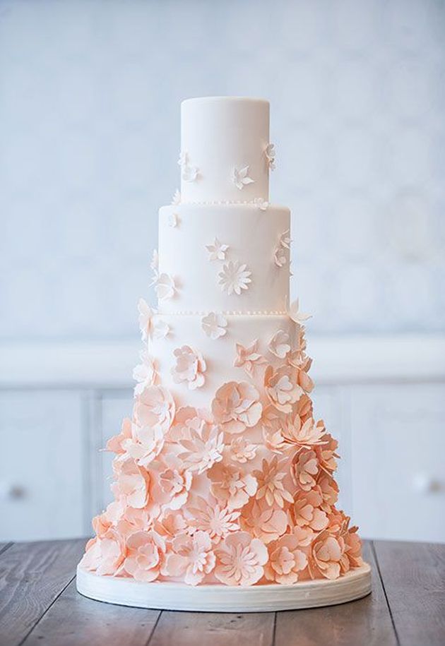 blush ombre floral wedding cake by Bobbette&Belle